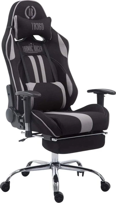 CLP Racing Limit Stoff Gamingstuhl mit Fußstütze, schwarz/grau