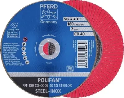 Pferd PFF 180 CO-COOL 40 SG STEELOX POLIFAN Fächerschleifscheibe K40, 180x22.23mm, 10 Stück