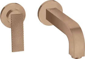 Hansgrohe Axor Citterio 2-Loch Waschbeckenarmatur mit Hebelgriffen Rosetten und Rautenschliff 220mm brushed red gold