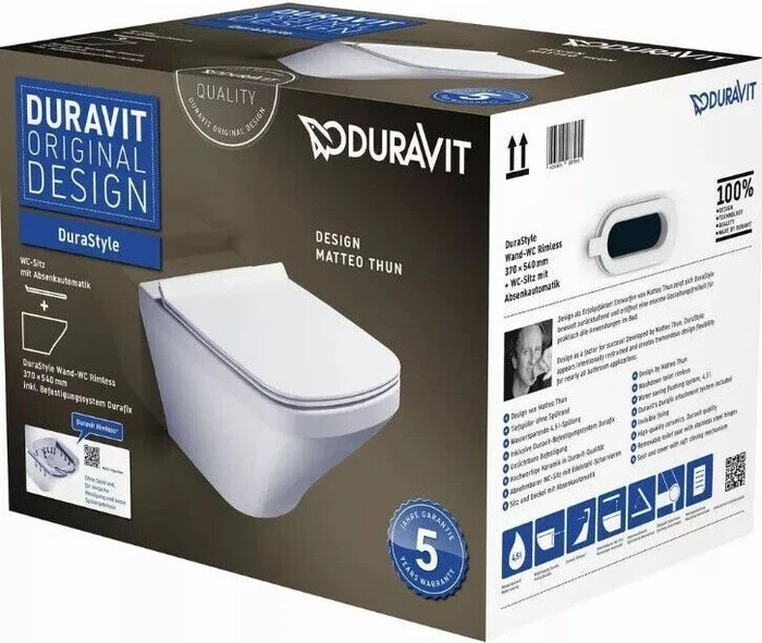 DuraStyle Wand-WC Rimless Set 45510900A1 weiss, mit WC-Sitz, spülrandlos Image