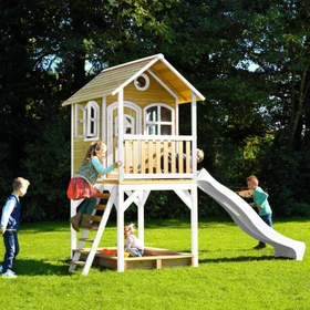 Axi Spielhaus Sarah braun/weiß mit Rutsche weiß