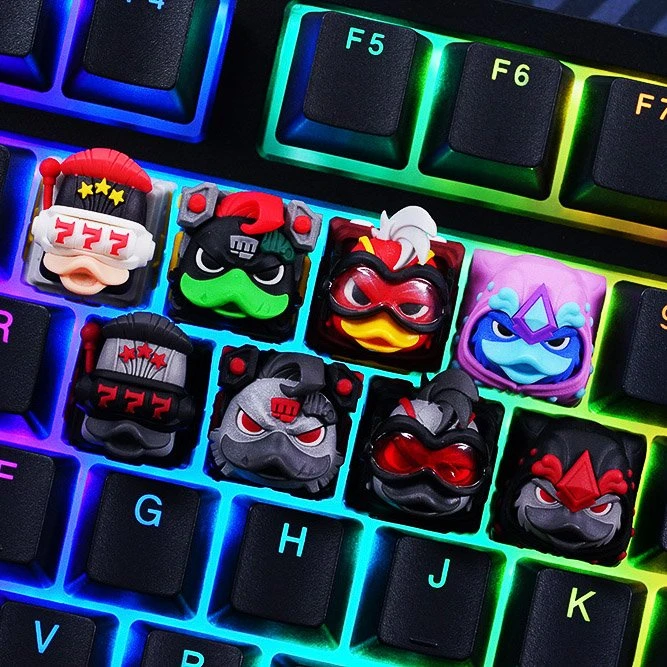 Ducky x Hot Keys Project Ducky League Keycap Dark Edition - Rocket, Kunstharz (Resin), rot/grau/schwarz, 1 Taste