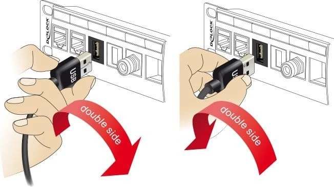 DeLOCK Keystone Modul Easy-USB-A 2.0 Buchse via Easy-USB-A 2.0 Buchse, weiß