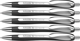 Schneider Slider Rave XB Kugelschreiber weiß/schwarz, 5er-Pack