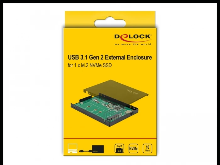 DeLOCK USB 3.1 Gen 2 External Enclosure, USB-C 3.1