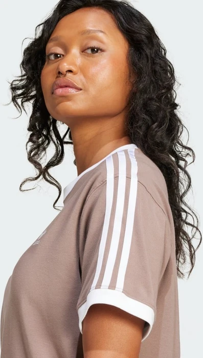 adidas 3-Streifen T-Shirt kurzarm trace brown (Damen)
