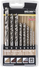 Alpen HSS Cobalt PCTM 8 Holzspiralbohrer-Sortiment, 8-tlg.