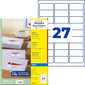 Avery-Zweckform Adressetiketten Sonderformat, 63.5x29.6mm, weiß, 25 Blatt (675 Etiketten)