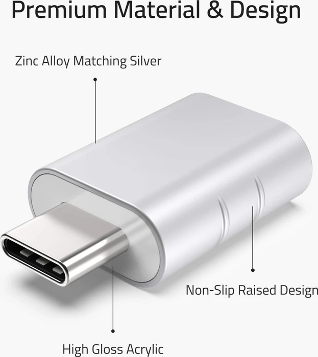 Syntech USB-Adapter, USB 3.0, 5Gb/s, USB-A 3.0 [Buchse] auf USB-C 3.0 [Stecker], Silver, 2er-Pack