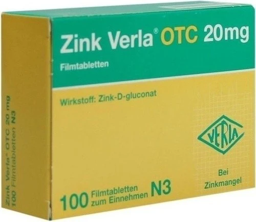 Zink Verla OTC 20mg Filmtabletten, 100 Stück