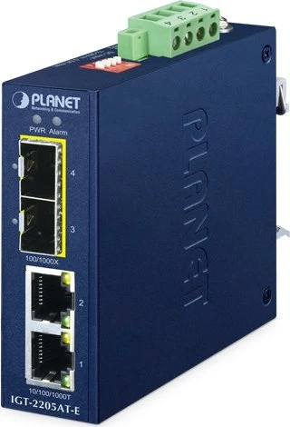 Planet IGT-2205AT-E Industrial Gigabit Medienkonverter, 2x RJ-45, 2x SFP