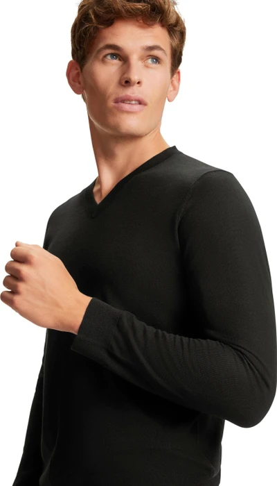 Falke Basic Apparel V-Ausschnitt Pullover schwarz (Herren)