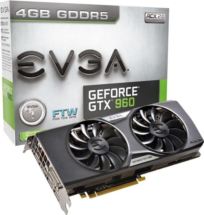 EVGA GeForce GTX 960 FTW ACX 2.0+, 4GB GDDR5, DVI, HDMI, 3x DP