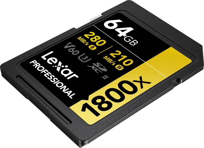 Lexar Professional 1800x Gold Series R280/W210 64GB, UHS-II U3, Class 10