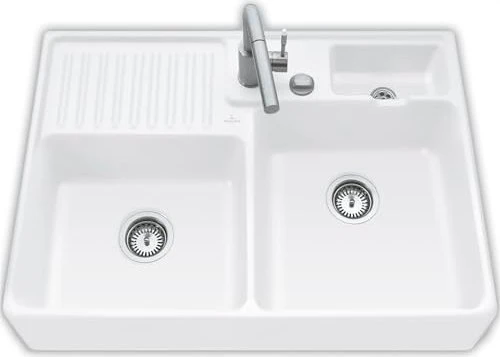 Villeroy & Boch Spülstein Becken rechts mit Ablauffernbedienung stone white