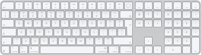 Apple Magic Keyboard mit Touch ID und Ziffernblock für Mac mit Apple Chip (USB-C), weiß/silber, USB/Bluetooth, NL