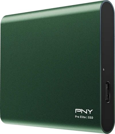 PNY Pro Elite Portable SSD, Dark Green, 250GB, USB-C 3.1