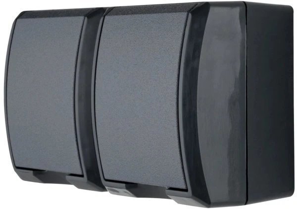 REV Ritter AquaForm Steckdose 2-fach AP IP44, anthrazit