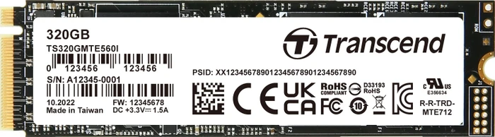 Transcend Industrial MTE560I SSD 320GB, M.2 2280 / M-Key / PCIe 4.0 x4