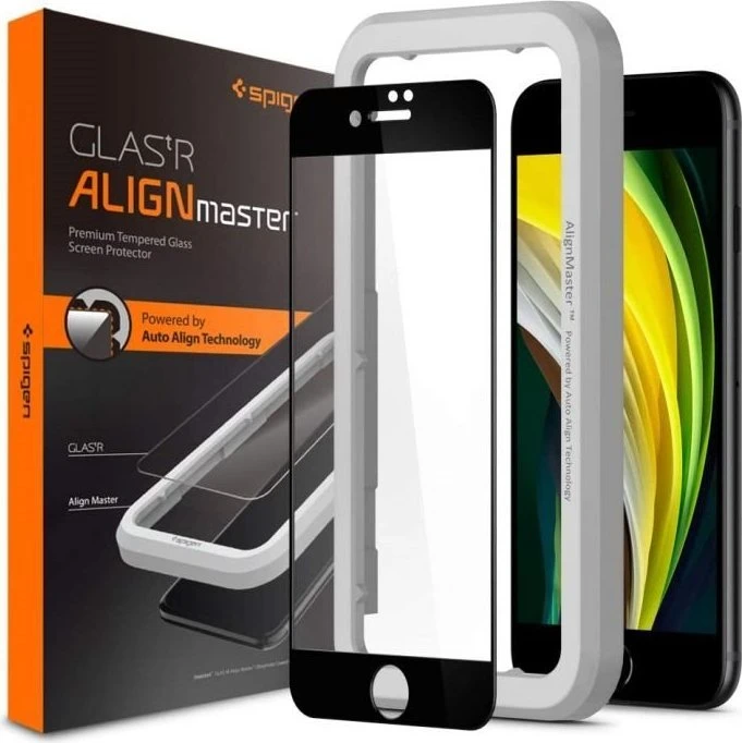 Spigen Screen Protector GLAS.tR AlignMaster für Apple iPhone SE (2022)/SE (2020)/8/7