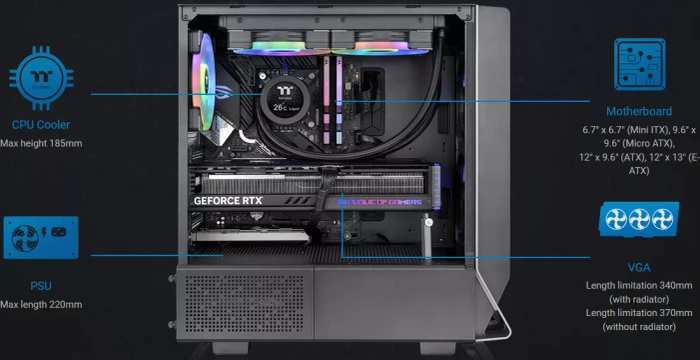 Thermaltake Ceres 300 TG ARGB, schwarz, Glasfenster