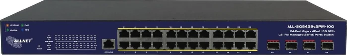 Allnet SG84 Rackmount Gigabit Smart Switch, 24x RJ-45, 4x SFP+, 400W PoE+