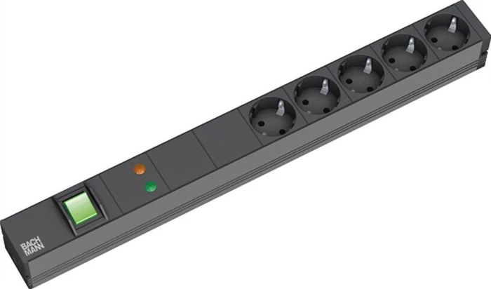 Bachmann 19" IT PDU Basic, 1HE, 5-fach, 230V, schwarz, 2m