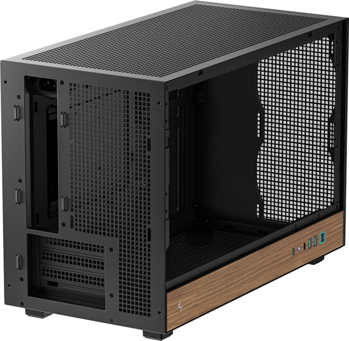 DeepCool CH260 Wood, schwarz, Glasfenster