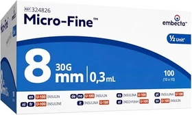 Becton Dickinson Micro-Fine+ U-100 Insulinspritze 0.3x 8mm, 100 Stück