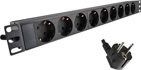 Dinic 19" Rackmount Aluminium Steckdosenleiste, 1HE, 9-fach, 1.8m
