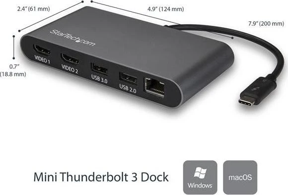 StarTech Dual-4K Mini Thunderbolt 3 Dock mit HDMI, Thunderbolt 3 [Stecker]