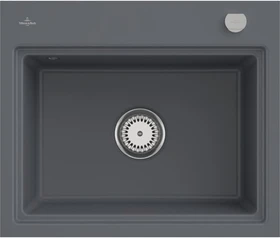 Villeroy & Boch Subway Style 60 S flat flächenbündig Becken mittig mit Ablauffernbedienung graphite