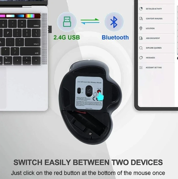 Equip Rechargeable Dual Mode Wireless Mouse schwarz, USB/Bluetooth