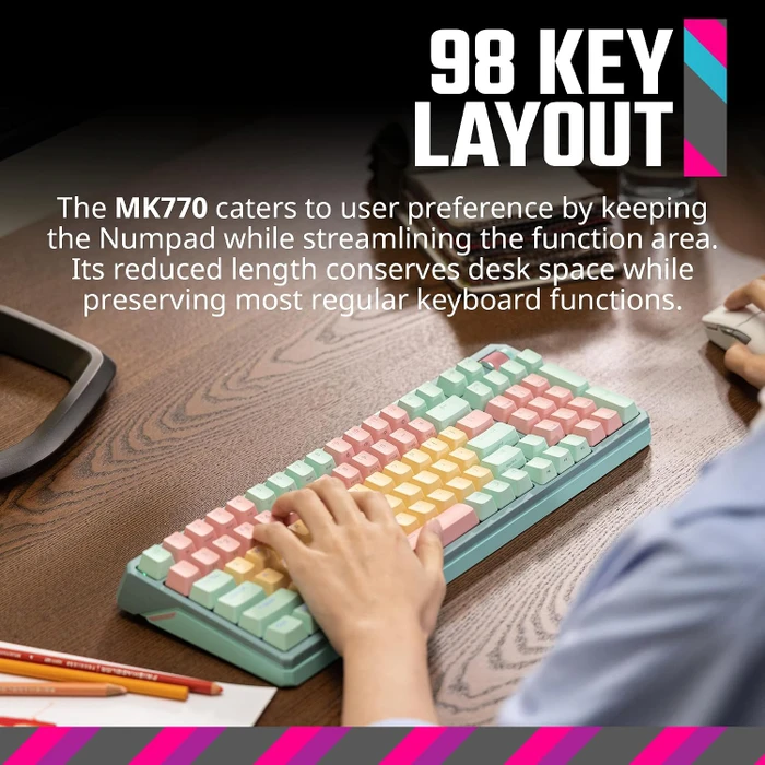 Cooler Master MK770, Macaron, LEDs RGB, hot-swap, Kailh Box V2 WHITE, USB/Bluetooth, US