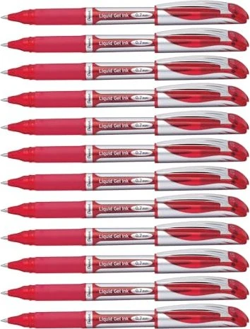 Pentel EnerGel BL57 Gelroller rot/silber, 12er-Pack