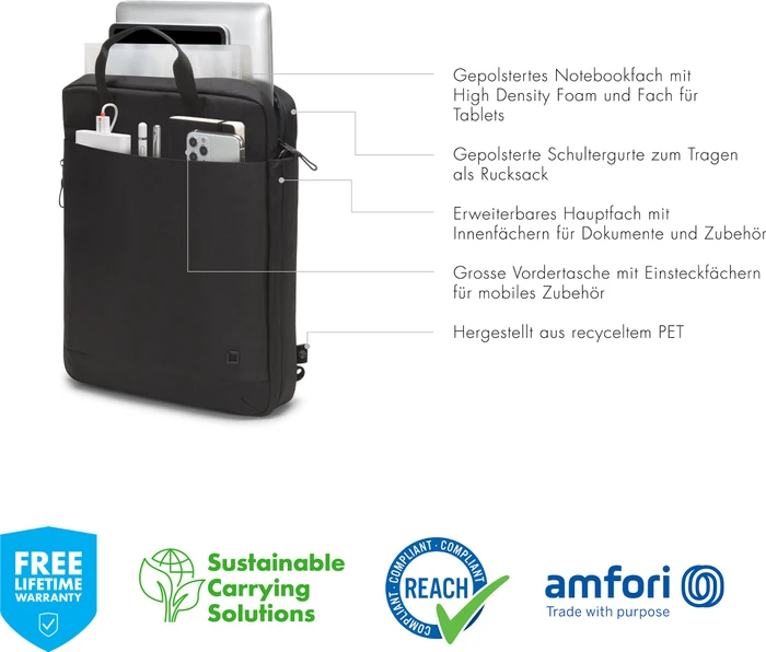 Dicota Eco Motion 13-15.6" Tragetasche, schwarz