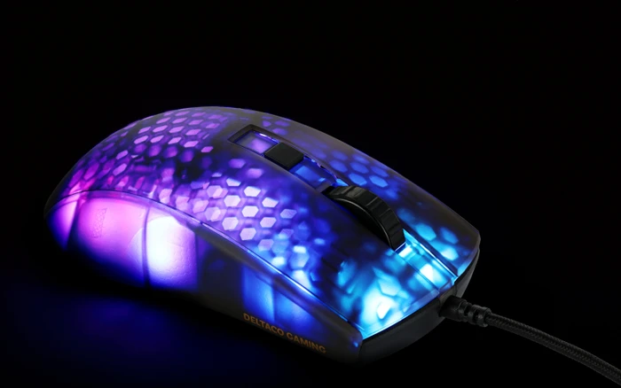 Deltaco DM310 RGB Ultralight Gaming Mouse schwarz/transluzent, USB