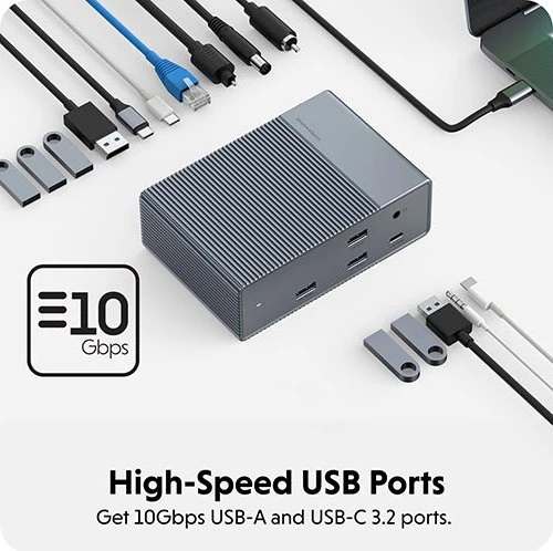 Targus HyperDrive GEN2 14-Port Thunderbolt 3 Docking Station, Multiport-Adapter, grau, Thunderbolt 3 [Buchse]