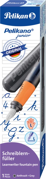 Pelikan Pelikano Junior anthrazit, linke Hand, Faltschachtel