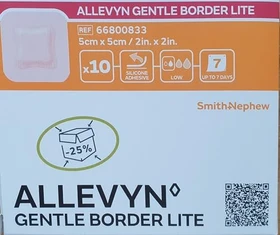 Smith & Nephew Allevyn Gentle Border Lite Schaumverband, 5 x 5cm, 10 Stück