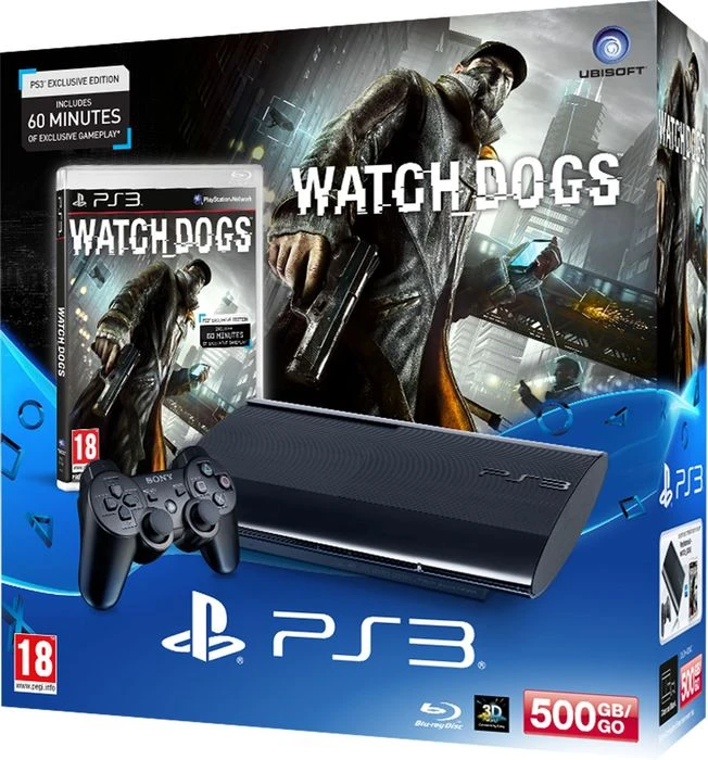 Sony PlayStation 3 Super Slim - 500GB Watch Dogs Bundle schwarz