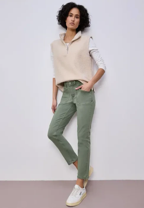 Street One Charlie Cargo Jeans sage green washed (Damen)