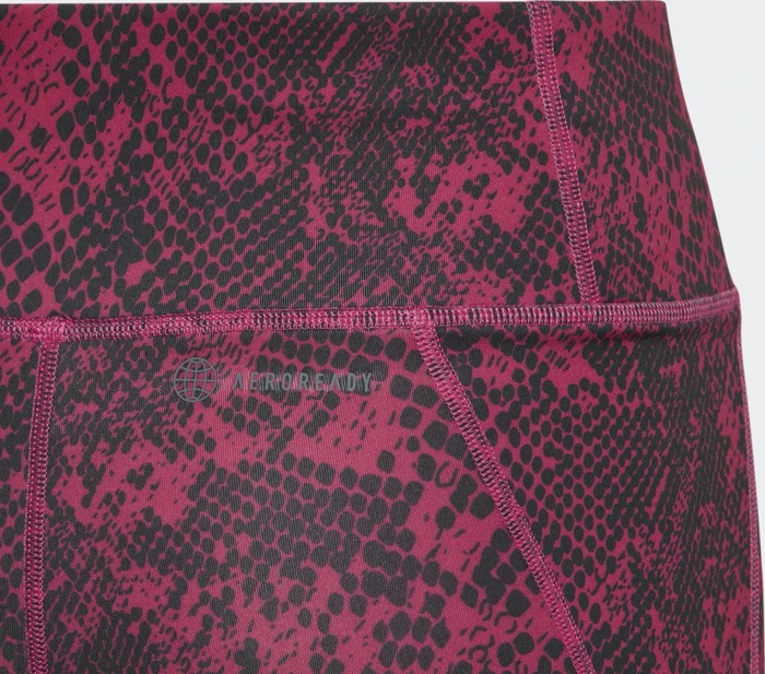 adidas Aeroready Animal-Print Optime High-Rise Pocket Hose 7/8 semi lucid fuchsia/carbon/white (Junior)