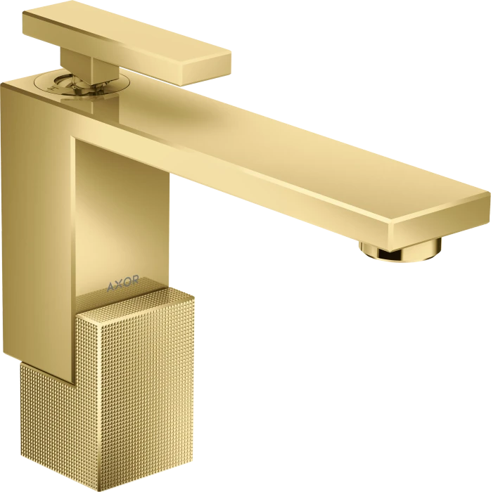 Hansgrohe AXOR Edge Einhebel-Waschtischmischer 130 mit Push-Open Ablaufgarnitur diamantschliff polished goldoptik