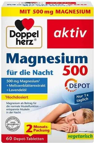 Doppelherz akitv Magnesium 500 für die Nacht Tabletten, 60 Stück
