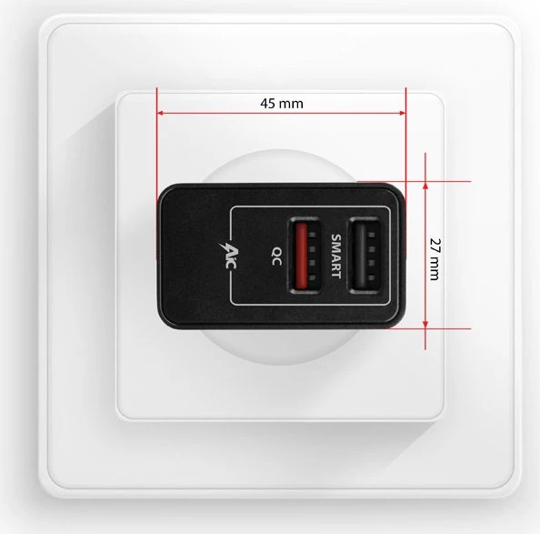 Axagon ACU-QS24 QC3.0 + 5V-1.2A Wall Charger schwarz