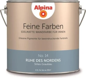 Alpina Farben Feine Farben No. 14 Ruhe des Nordens innen stilles graublau edelmatt grau, 2.5l