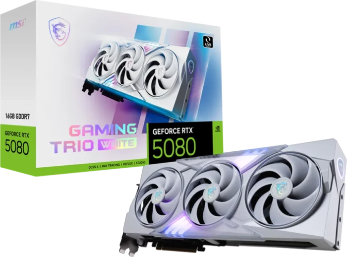 MSI GeForce RTX 5080 16G Gaming Trio White, G5080-16GTW, 16GB GDDR7, HDMI, 3x DP