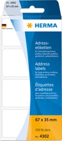 Herma Etiketten gefalzt, 67x35mm, weiß, matt, 250 Etiketten
