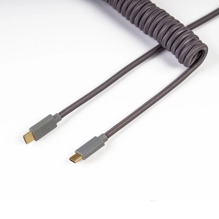 Keychron Coiled Aviator Cable, Tastaturkabel (Spiral-Textilkabel), 1.36m, grau